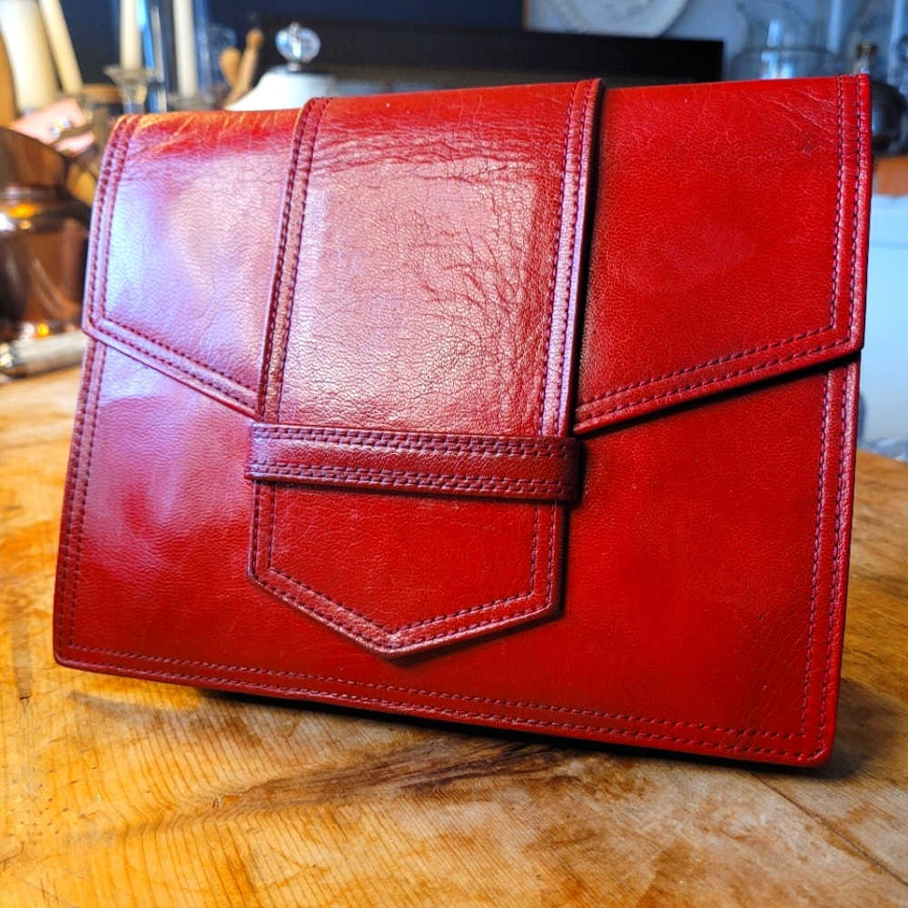 Yves Saint Laurent Clutch Bag Leather Vintage New W/ Tag
